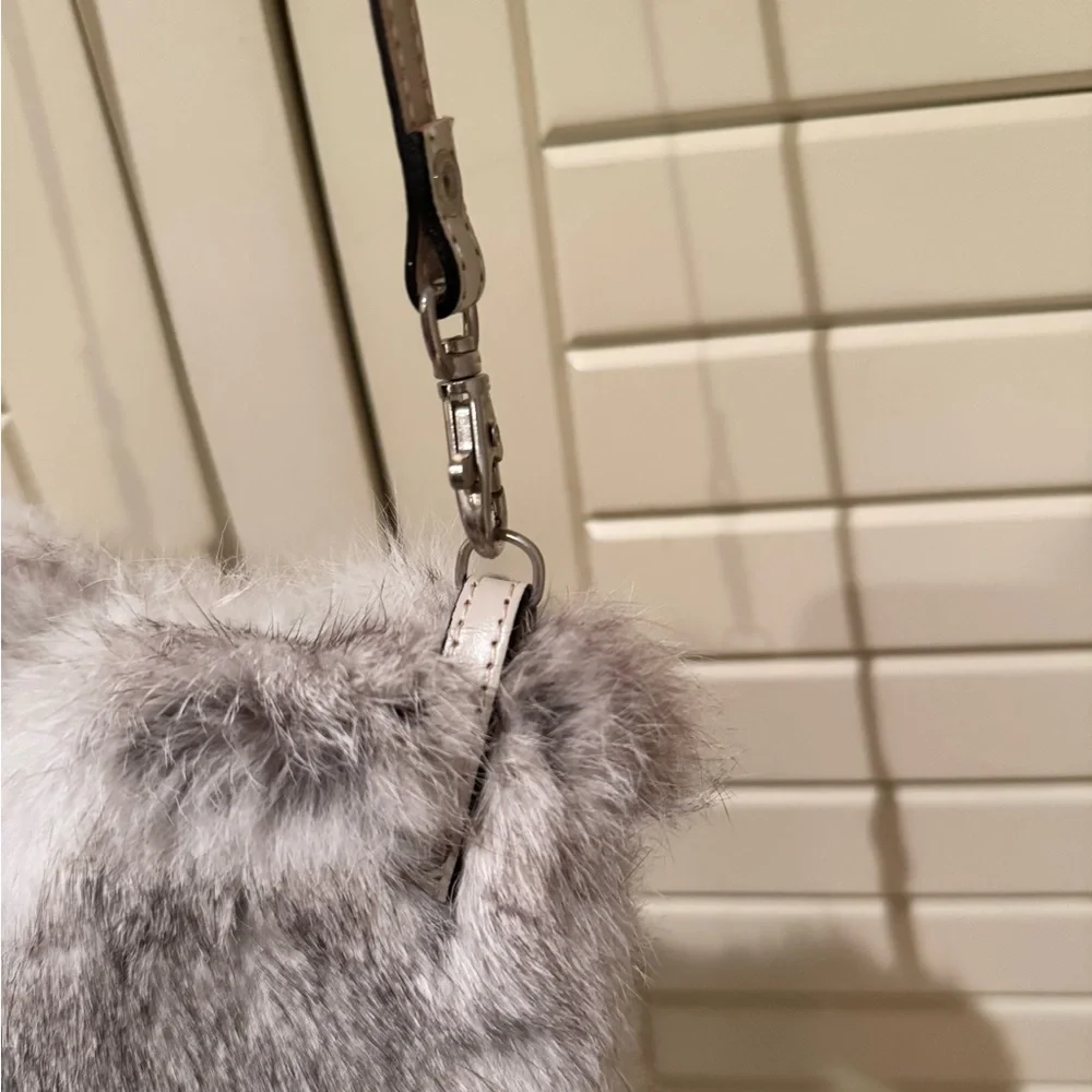 Real rabbit fur ethically handmade authentic genuine grey bunny fur bag
